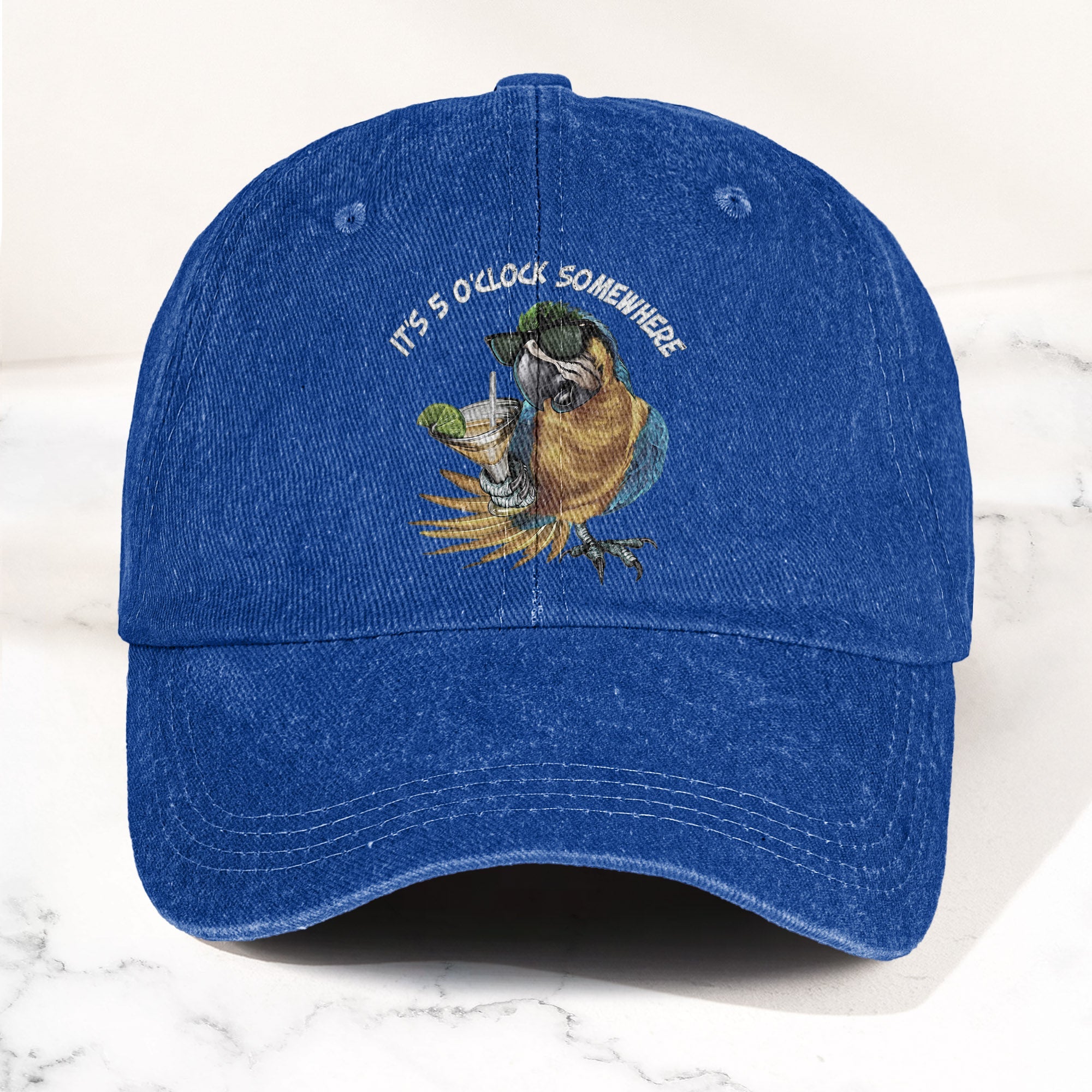It's 5 O'Clock Somewhere Denim Cap Retro Jimmy Buffett Tribute Dad Baseball Cap (With Box)