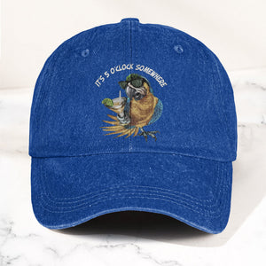 It's 5 O'Clock Somewhere Denim Cap Retro Jimmy Buffett Tribute Dad Baseball Cap (With Box)