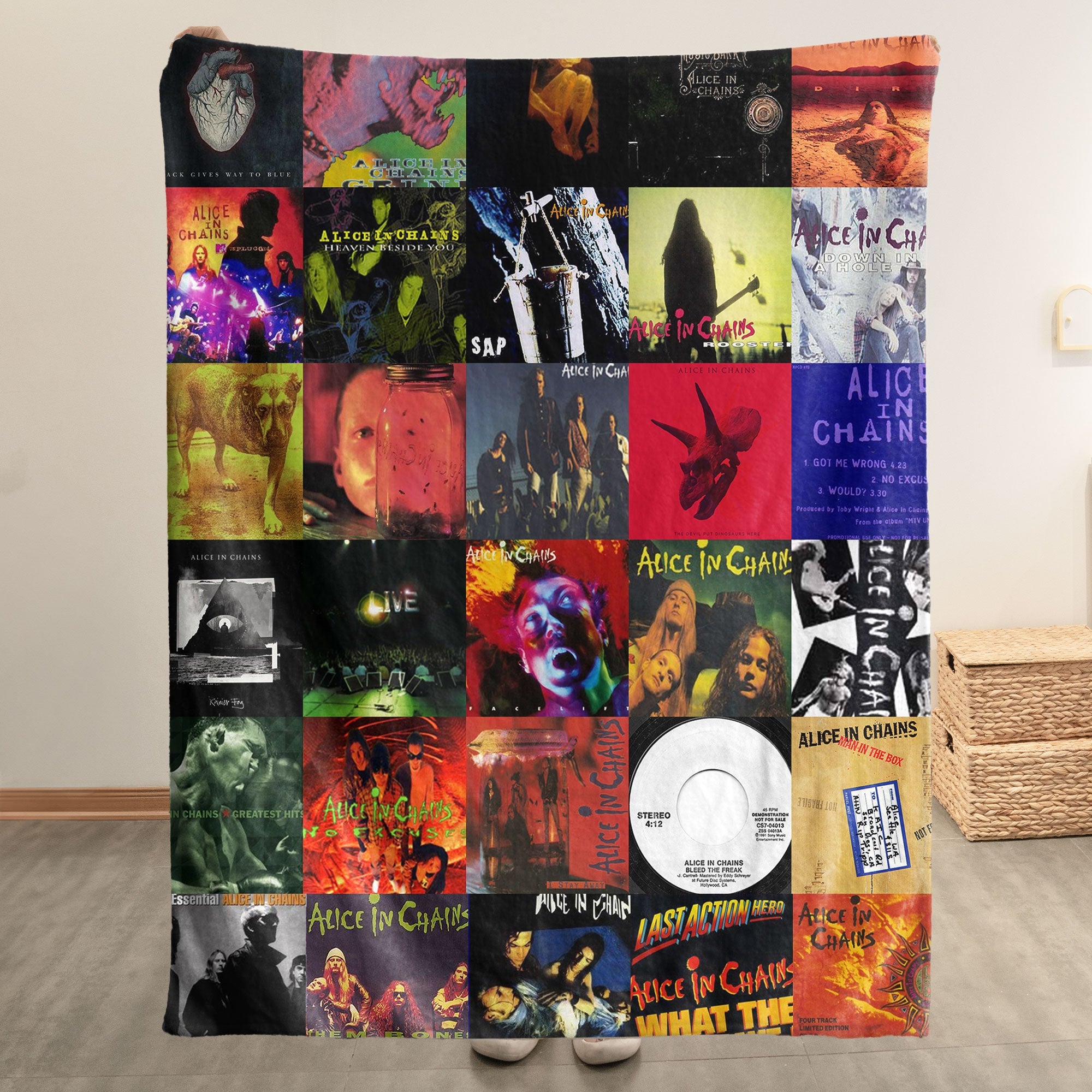 Alice In Chains Sherpa Blanket Grunge Warmth Wrapped in Iconic Album Art