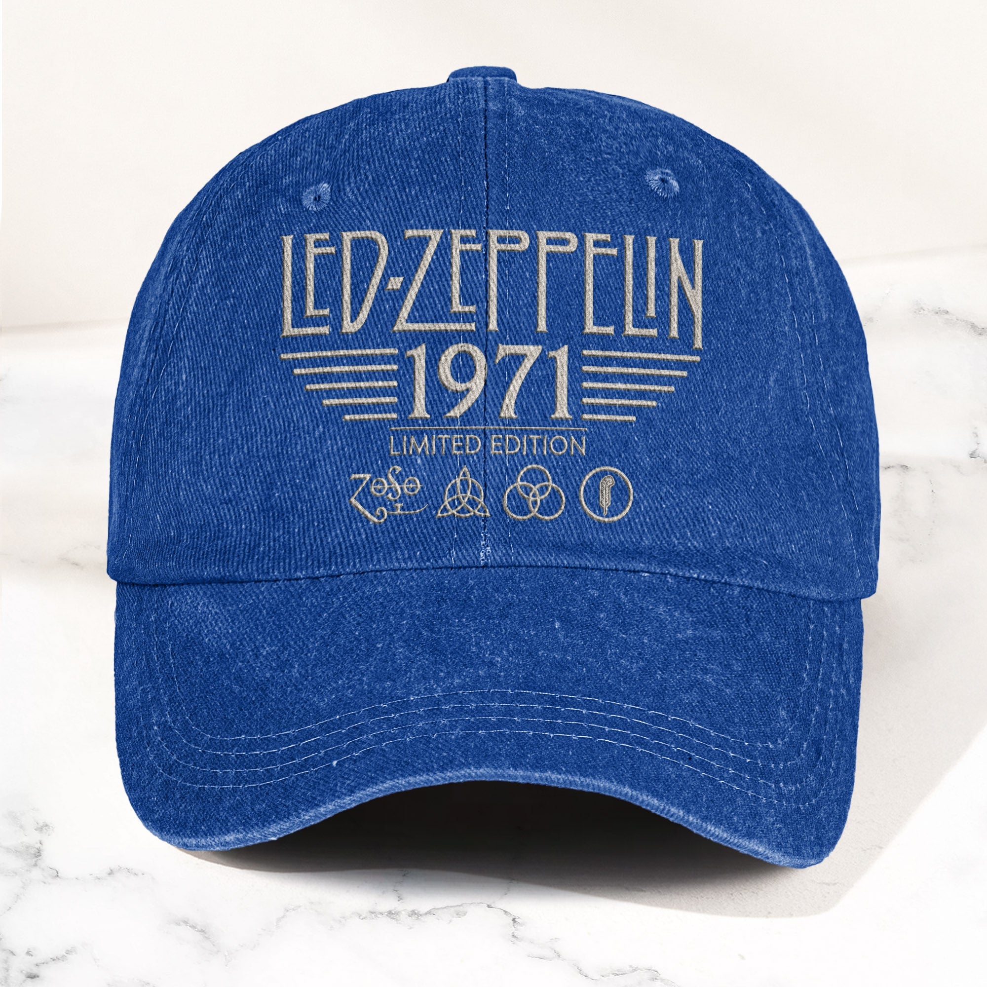 Led Zeppelin 1971 Est Denim Cap Vintage Dad Cap Gift For Dad (With Box)