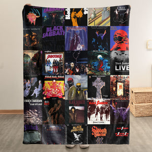 Black Sabbath Sherpa Blanket Album Cover Collage Heavy Metal Throw Blanket
