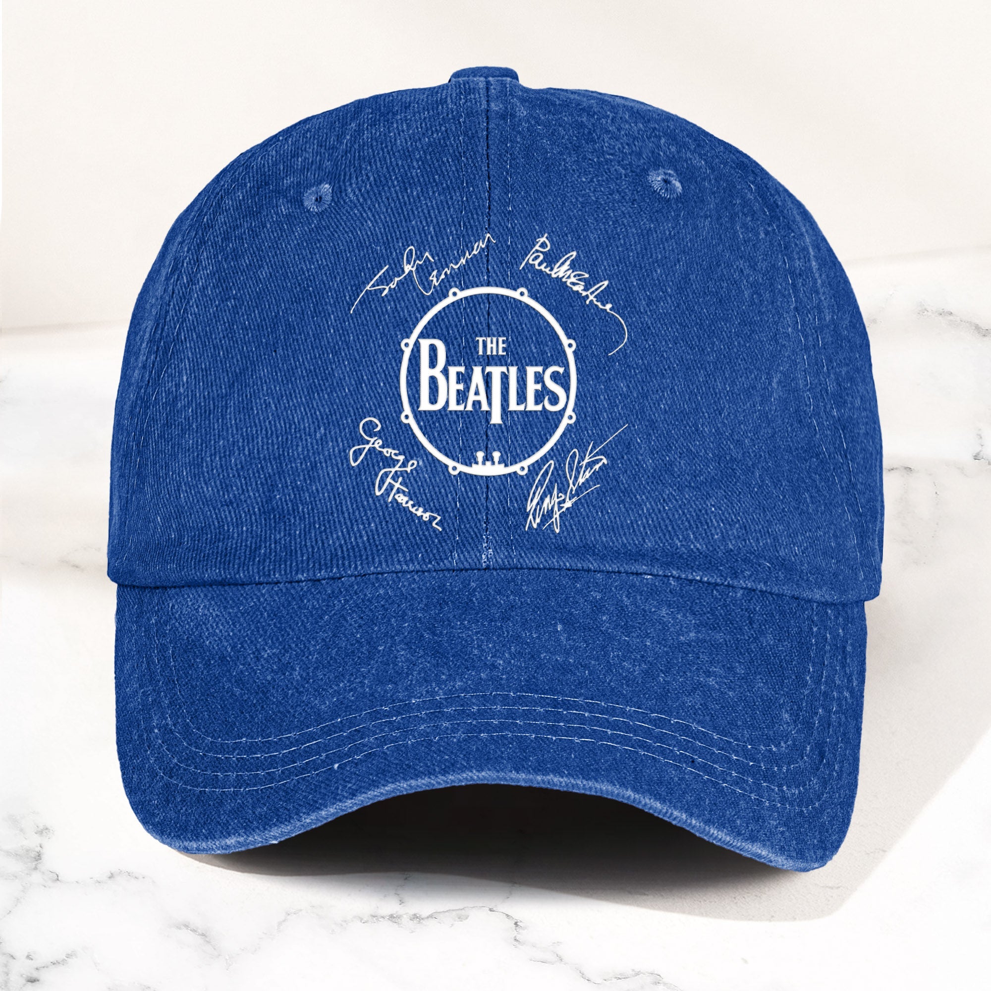 The Beatles Denim Dad Cap Classic Drum Logo Signature Design ( With BOX)