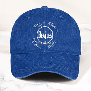 The Beatles Denim Dad Cap Classic Drum Logo Signature Design ( With BOX)