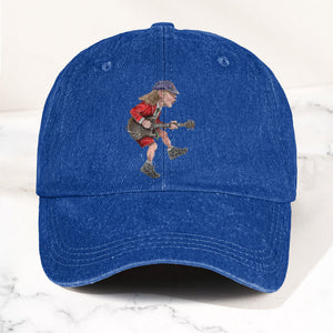 Angus Young In His Guitar Denim Dad Cap Retro AC/DC Design (With BOX)