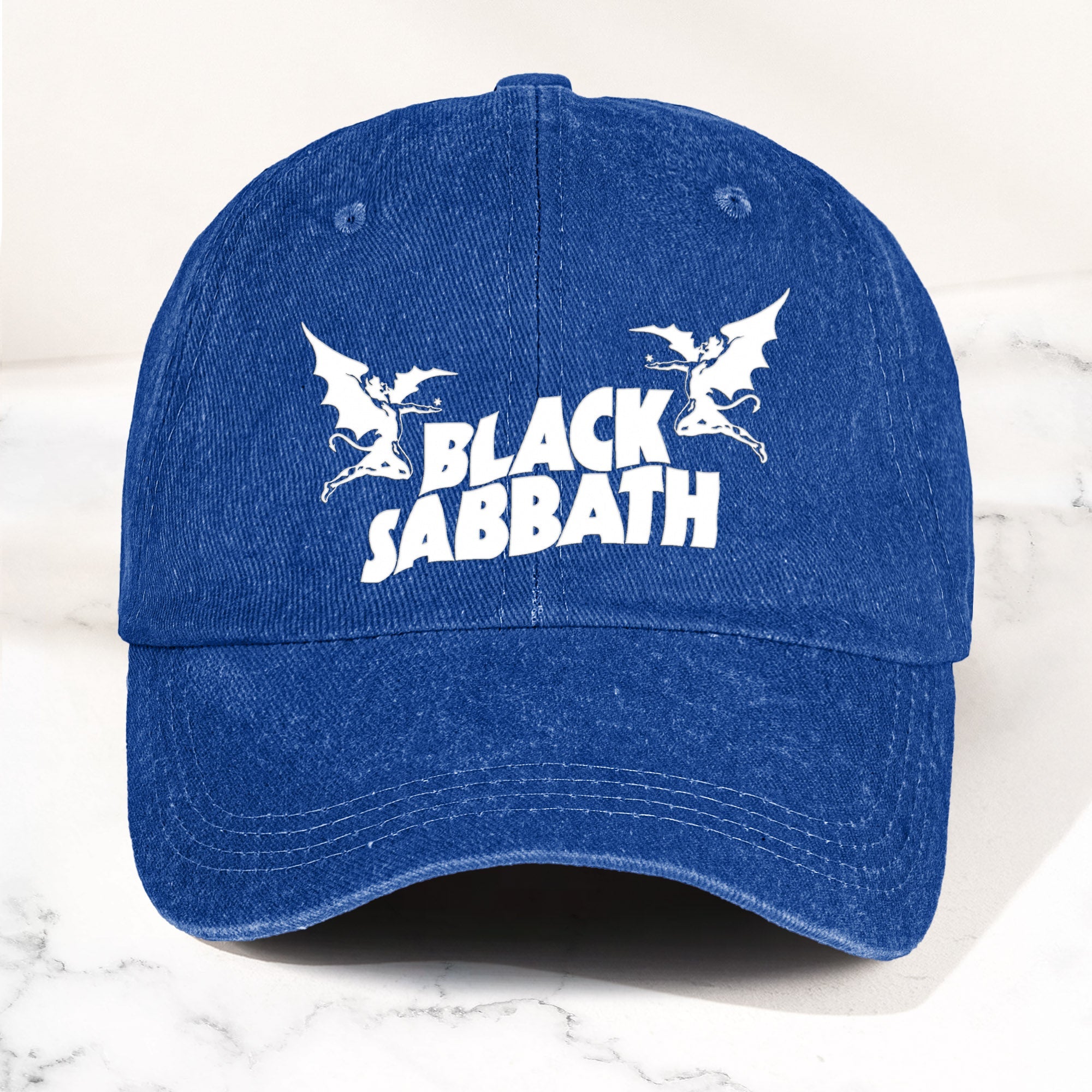 Black Sabbath Denim Dad Cap Classic Winged Demon Logo Design ( With BOX)