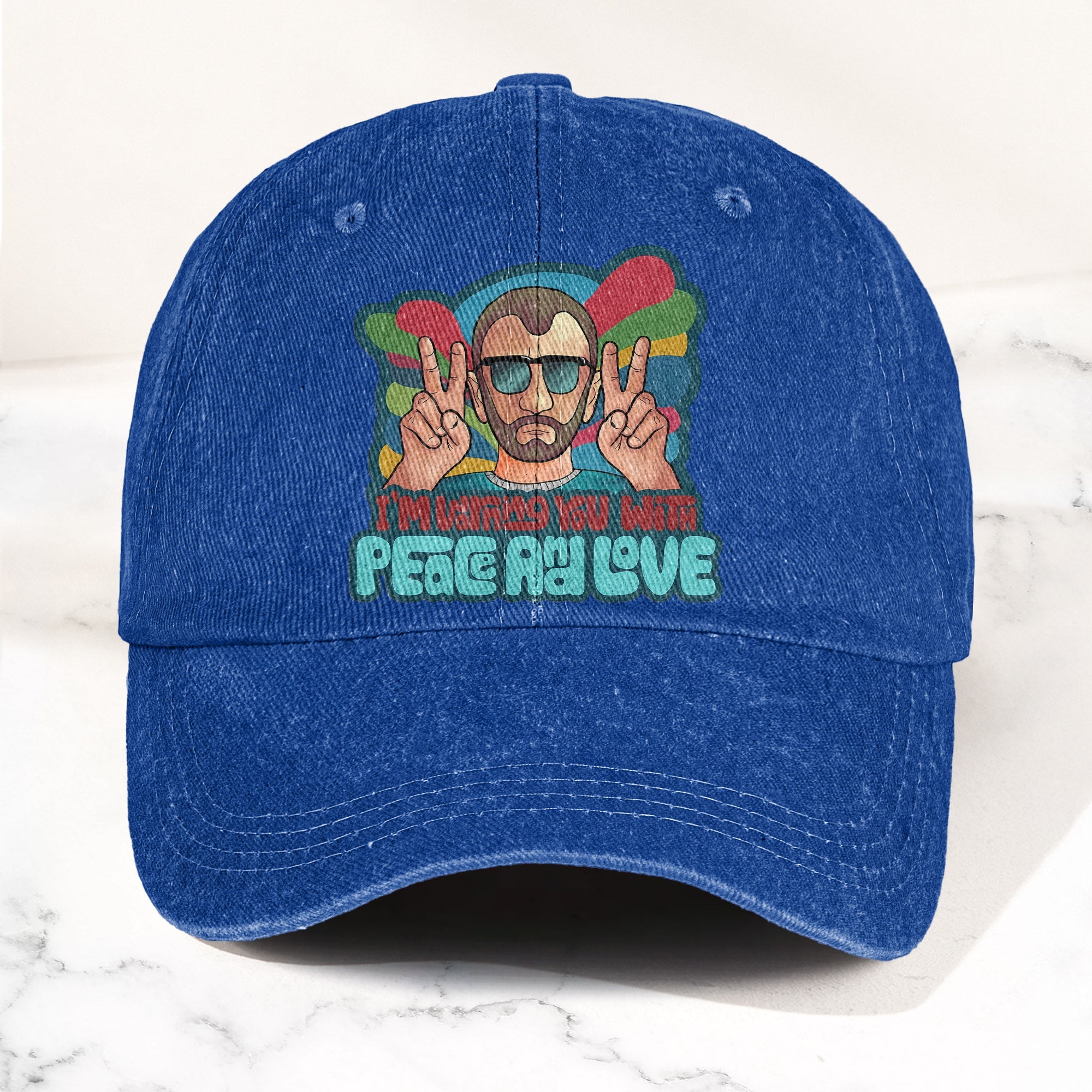 Beatles Ringo Starr Warning You With Peace and Love Denim Cap Retro Rock Music Fan Cap (With Box)