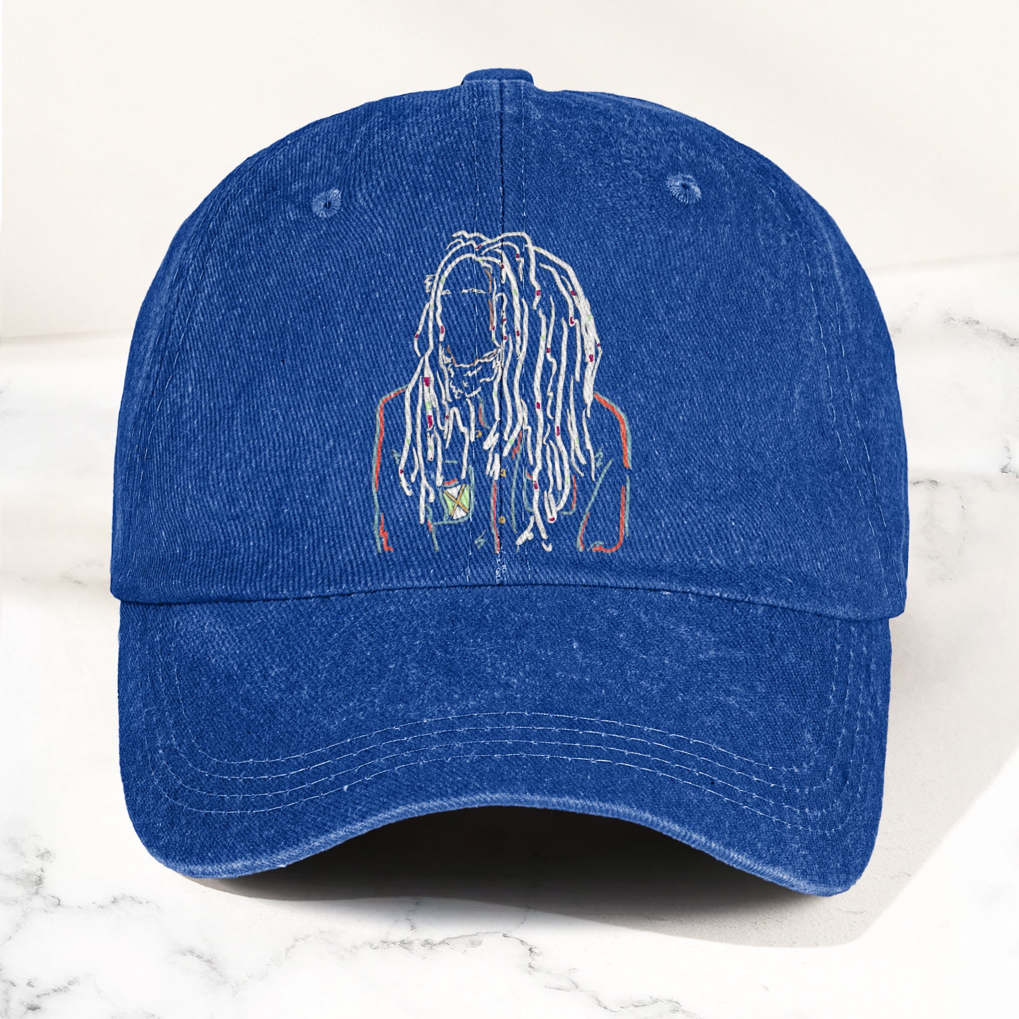 Bob Marley Portrait Casual Denim Cap Retro Music Fan Concert Cap Gift For Dad (With Box)