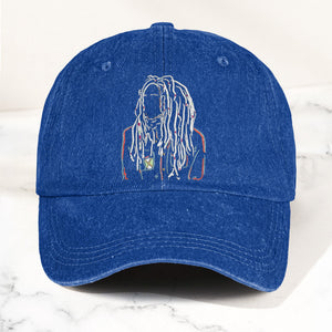 Bob Marley Portrait Casual Denim Cap Retro Music Fan Concert Cap Gift For Dad (With Box)