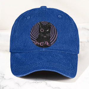 The Cure Black Cat Denim Cap Retro The Cure Tribute Merch Dad Hat (With Box)