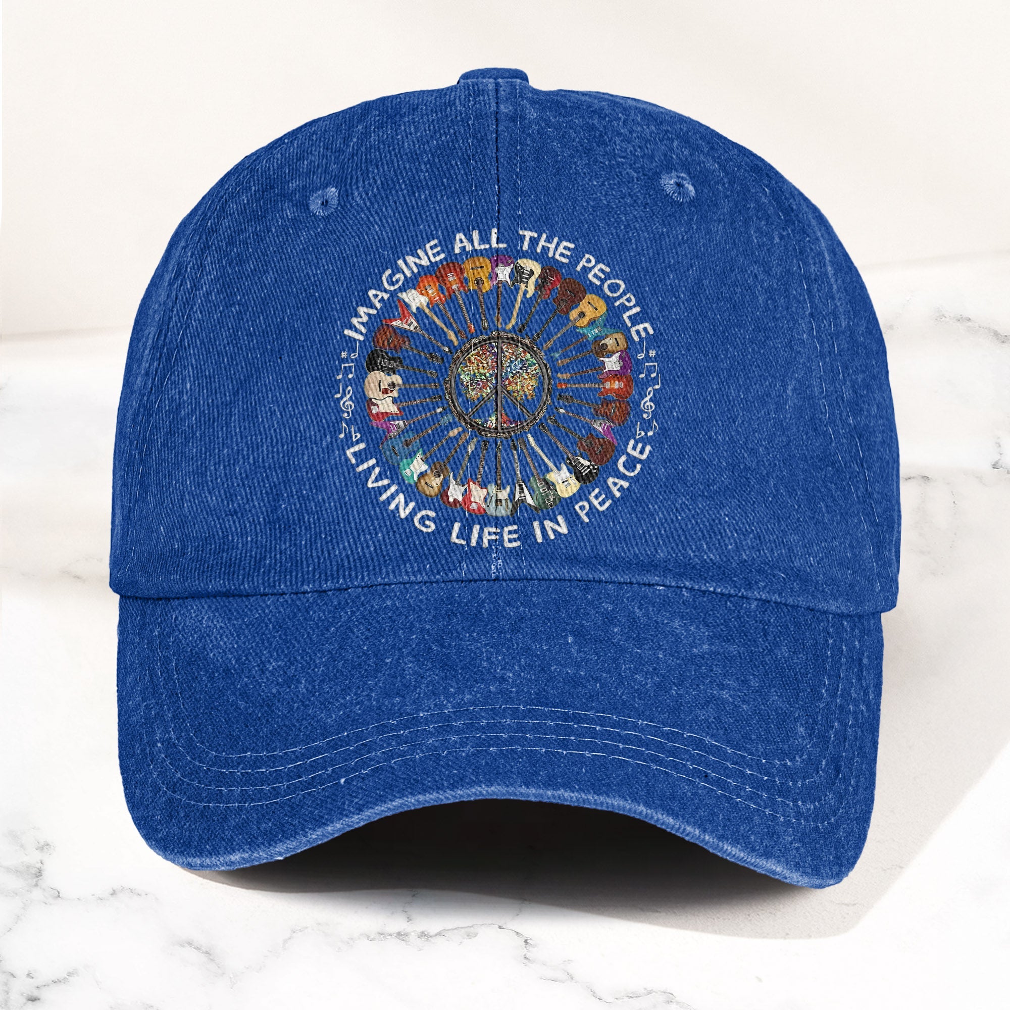 Imagine All The People Living Life In Peace Denim Cap Retro Music John Lenon Cap Gift For Dad (With Box)