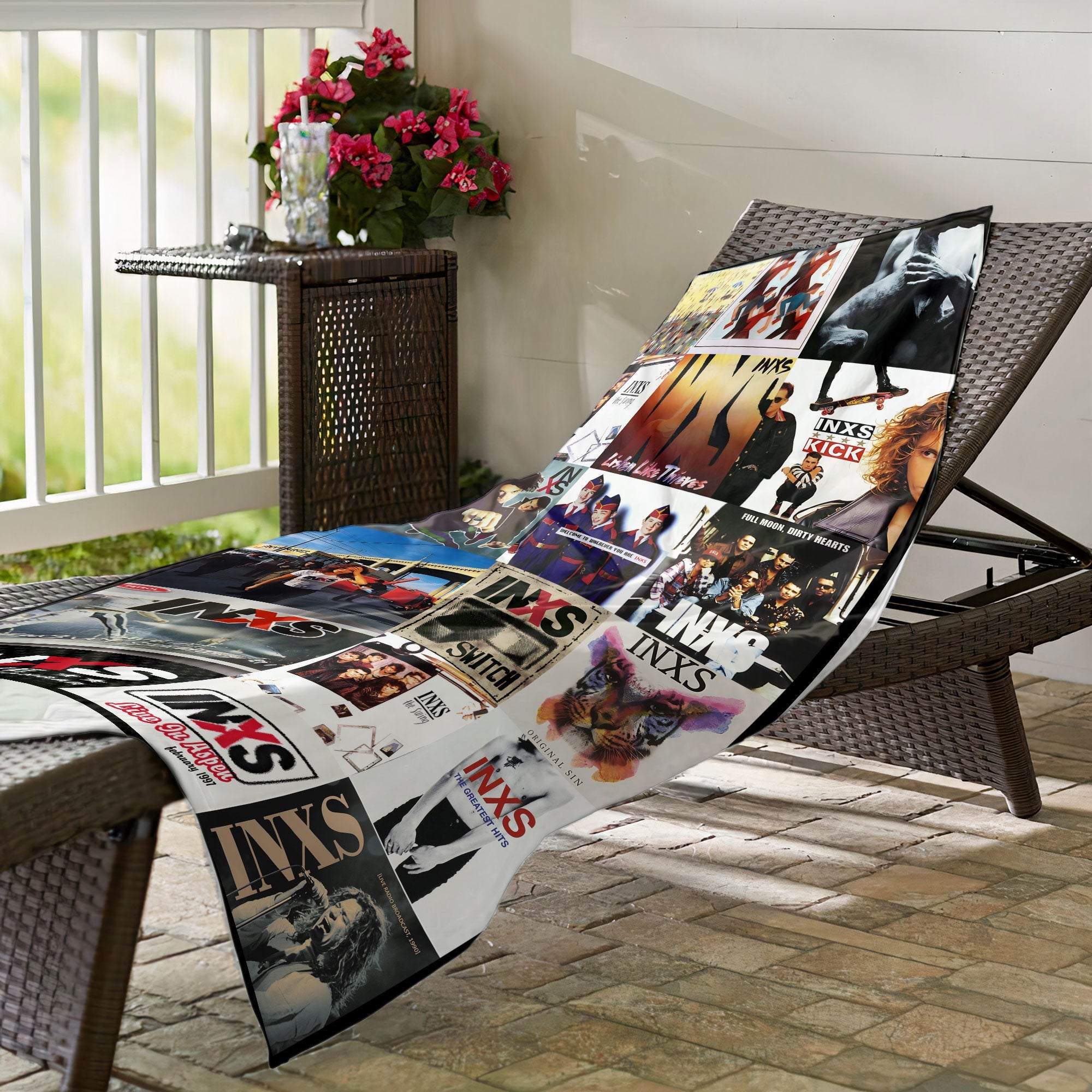 INXS Beach Towel Album Cover Collage Classic Rock Towel