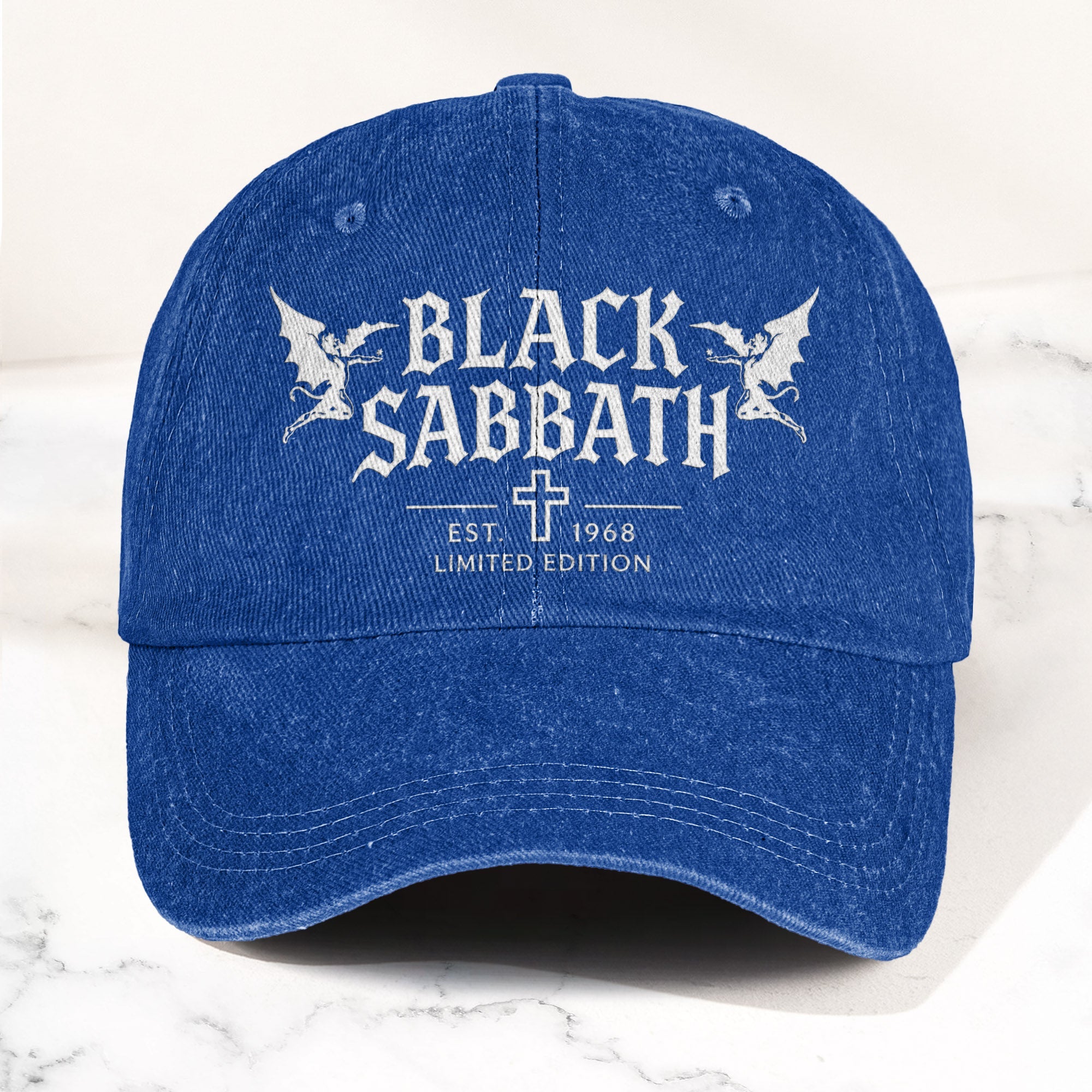 Black Sabbath Band Logo Est 1968 Denim Cap Retro Vintage Dad Cap Gift For Dad (With Box)