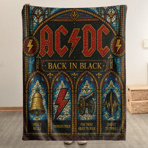 AC/DC Back In Black Sherpa Blanket Stained Glass Rock Icon Throw Blanket