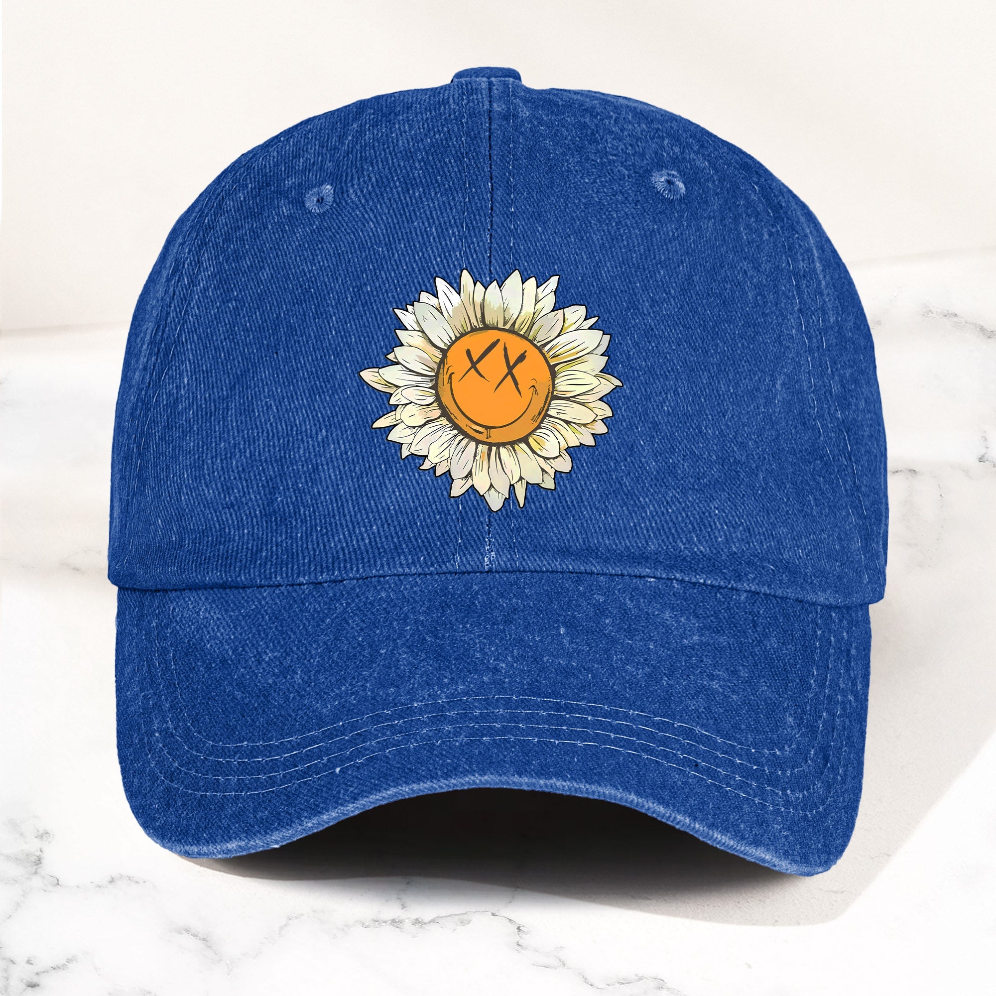 Blink-182 Denim Cap Sunflower Smiley Aesthetic Dad Hat (With Box)
