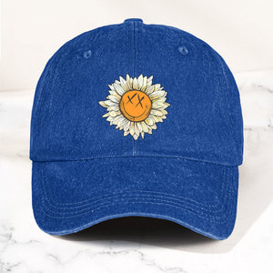 Blink-182 Denim Cap Sunflower Smiley Aesthetic Dad Hat (With Box)