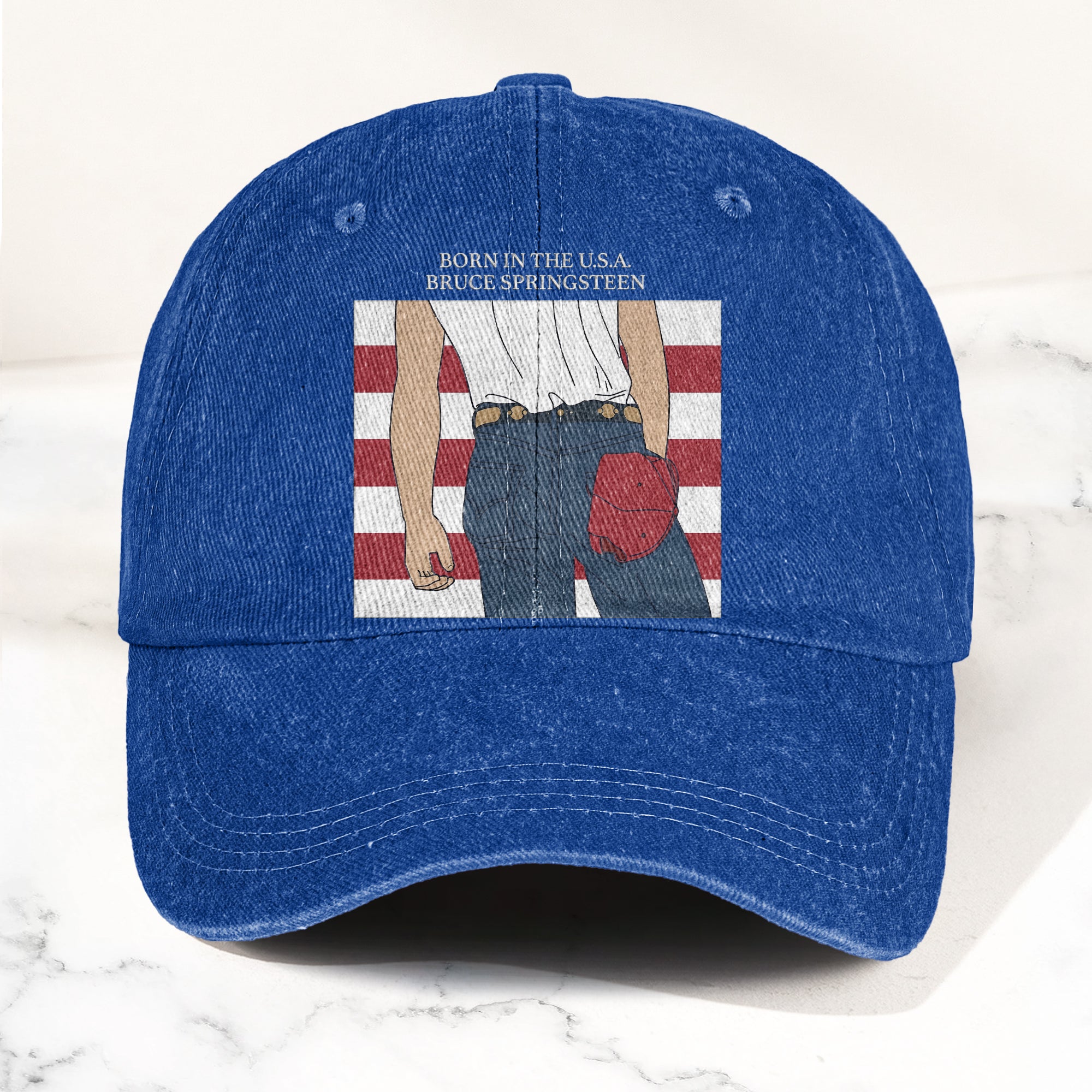 Born in the U.S.A Bruce Springsteen Denim Cap Retro Music Fan Merch Cap Gift For Dad (With Box)