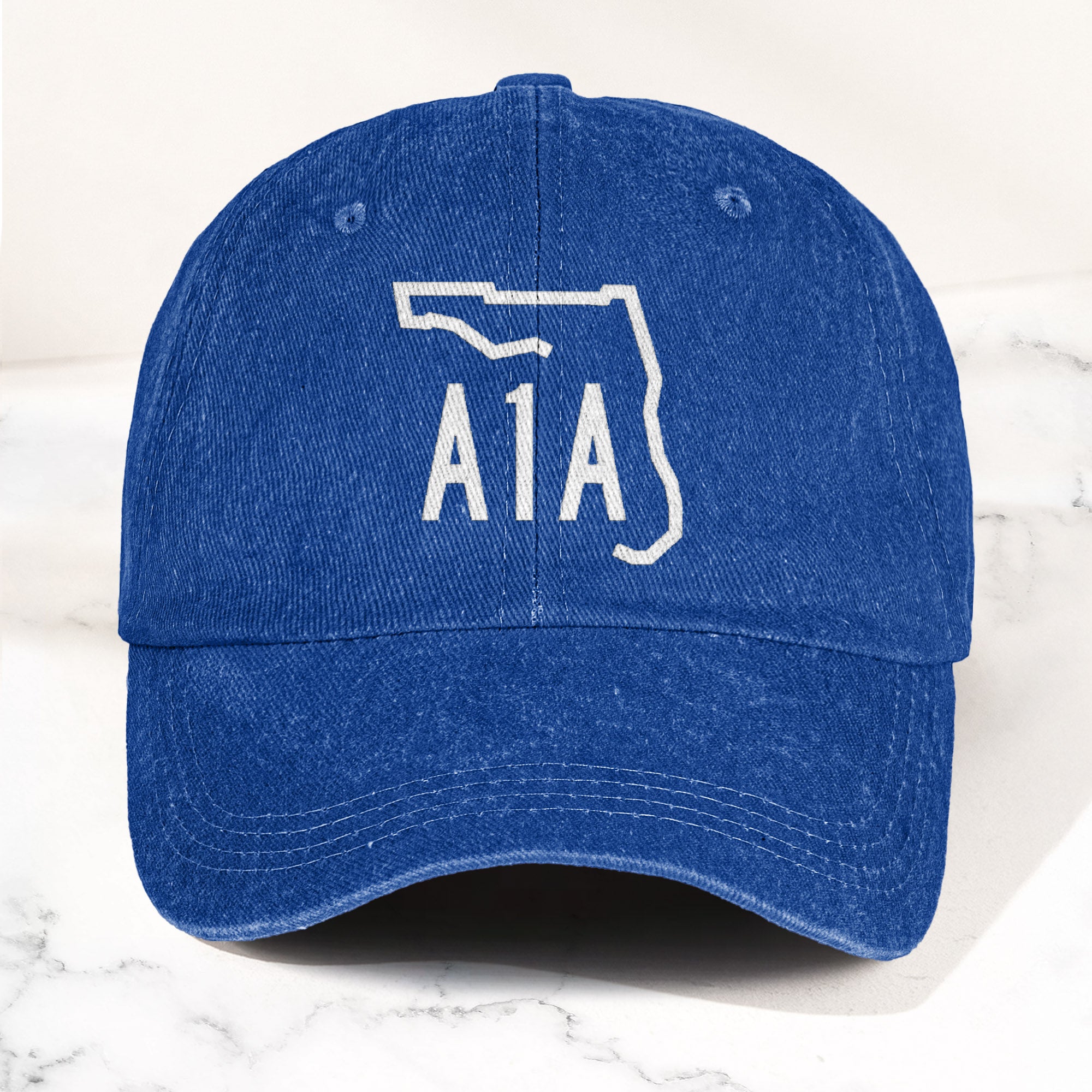 A1A Highway Sign Florida Denim Cap Retro Jimmy Buffett Inspried Hat (With Box)