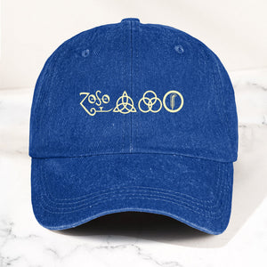 Led Zeppelin Denim Cap ZoSo Symbols Minimalist Dad Hat ( With Box)