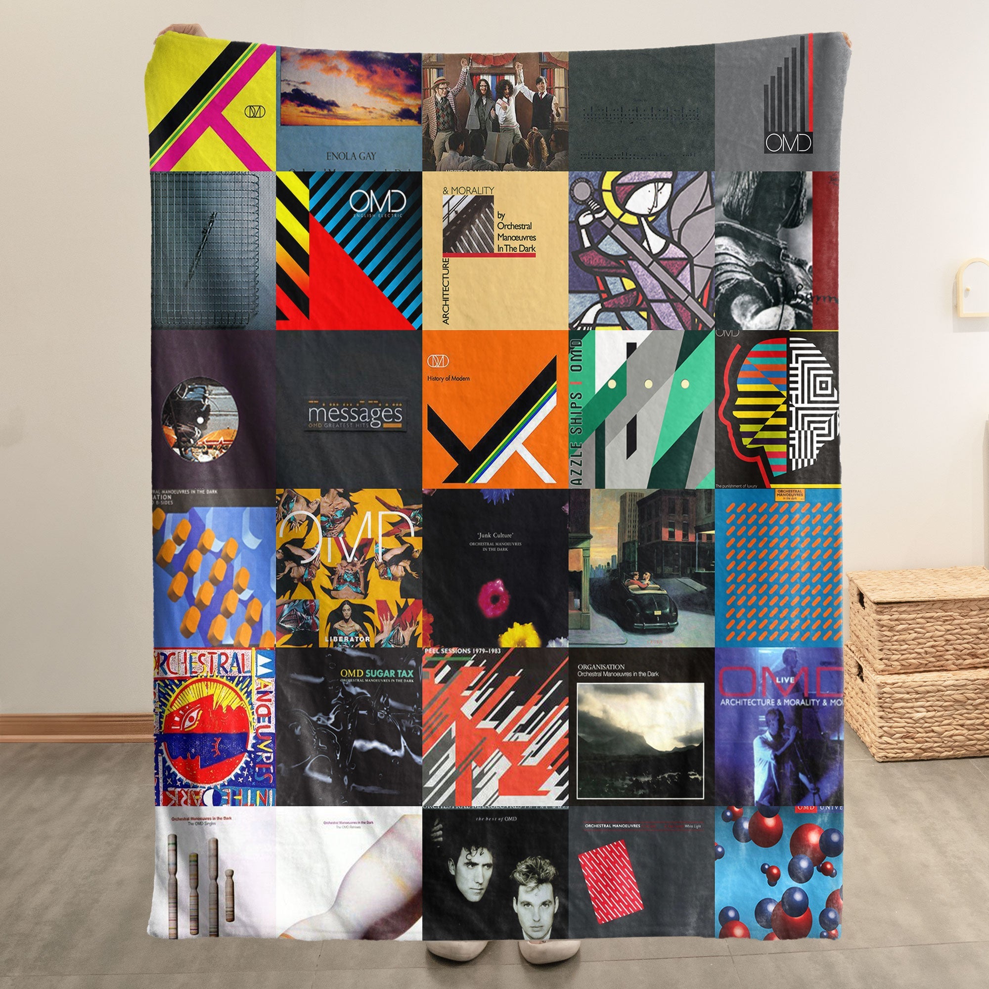 OMD Sherpa Blanket Iconic Album Cover Collage Cozy Throw for Synth-Pop & New Wave Fans