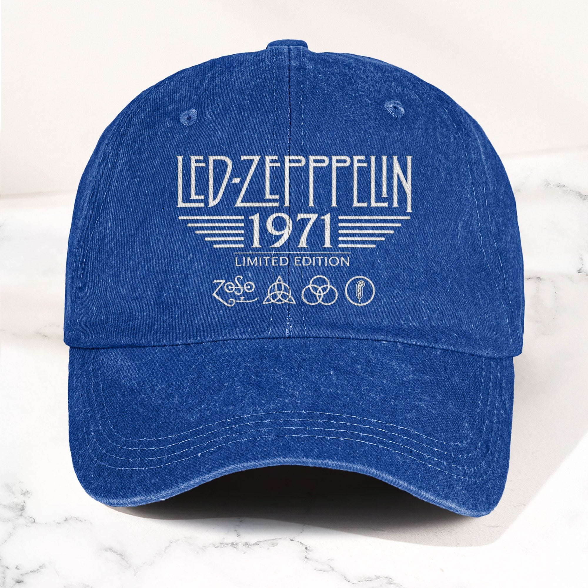 Led Zeppelin 1971 Four Symbols Denim Cap Vintage Dad Cap Gift For Dad (With Box)