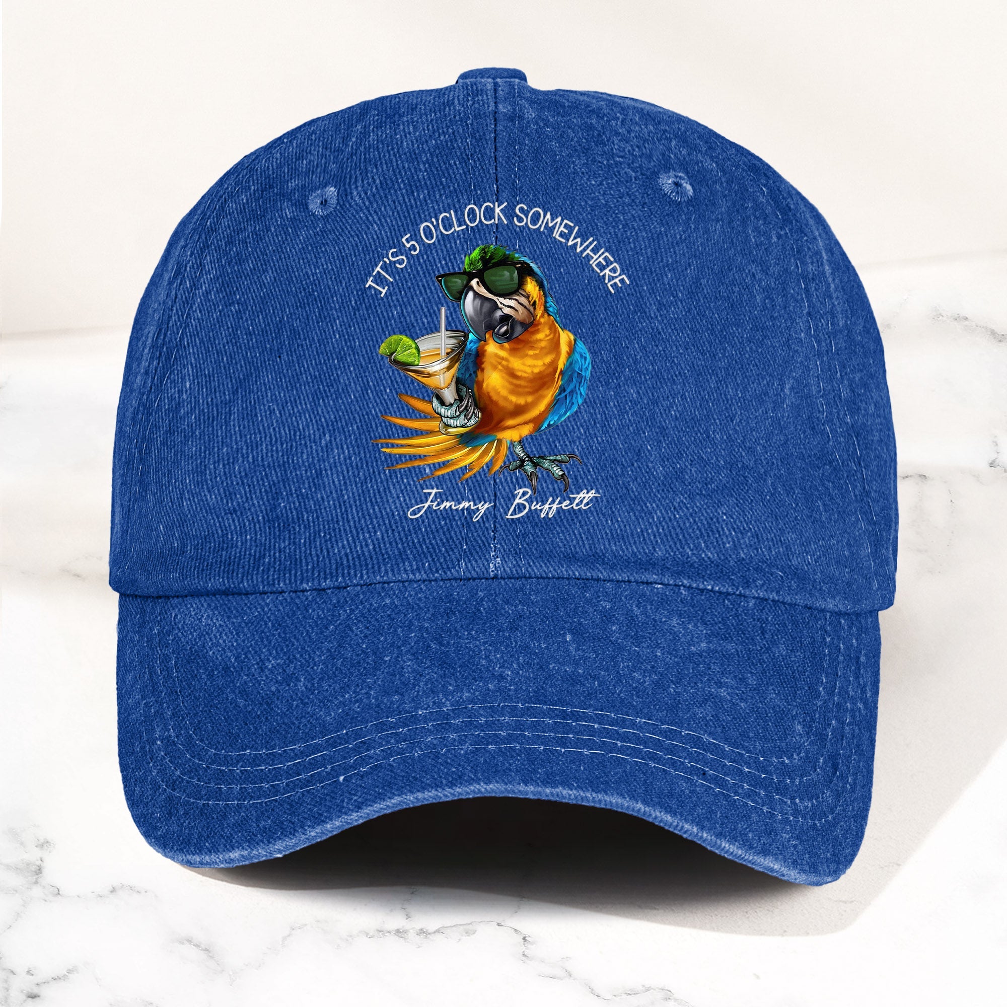 Jimmy Buffett "It's 5 O’Clock Somewhere" Denim Dad Cap Vintage Tropical Hat