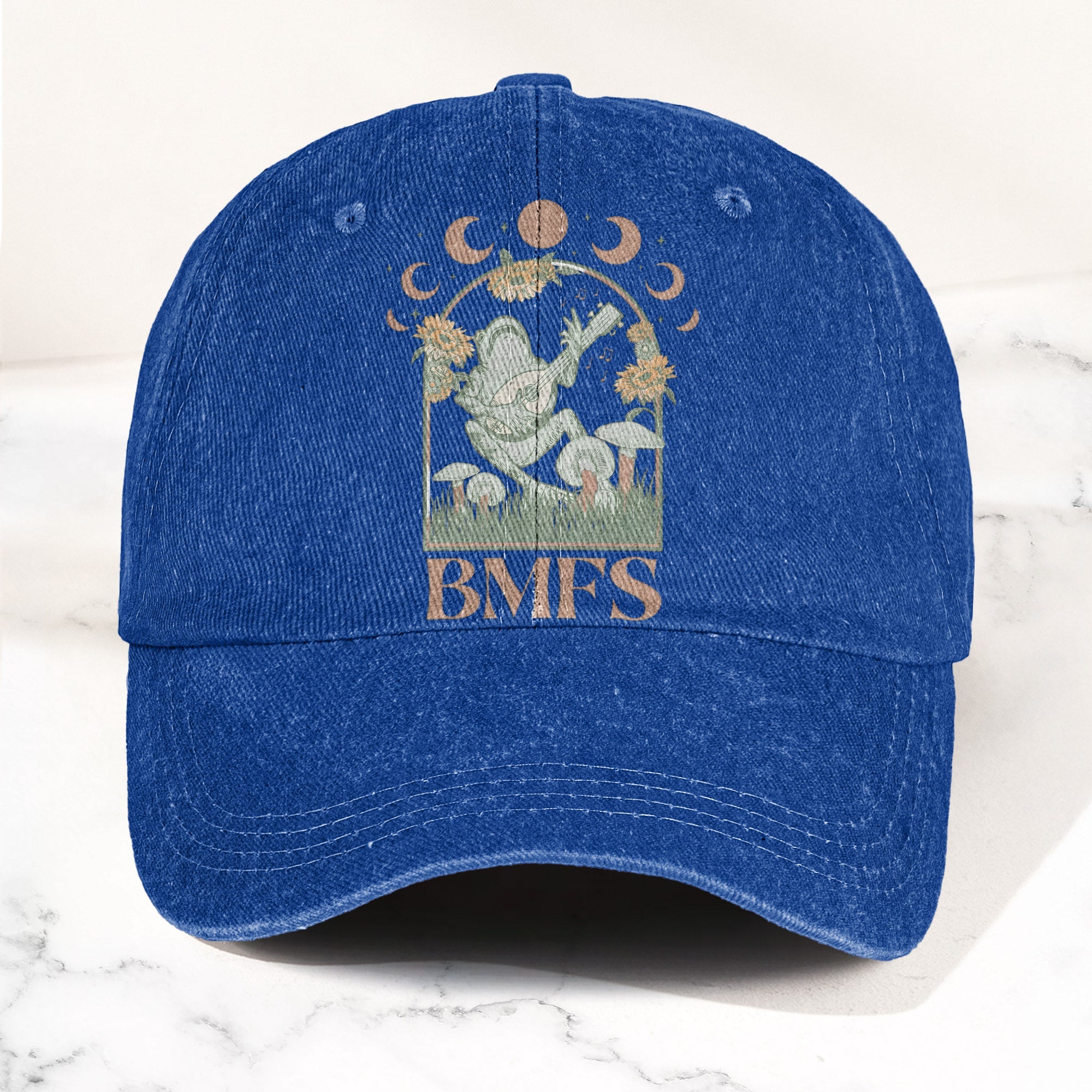Billy Strings BMFS Frog Mandolin Sunflowers Moon Phase Vintage Graphic Denim Cap Retro Vintage Dad Cap Gift For Dad (With Box)