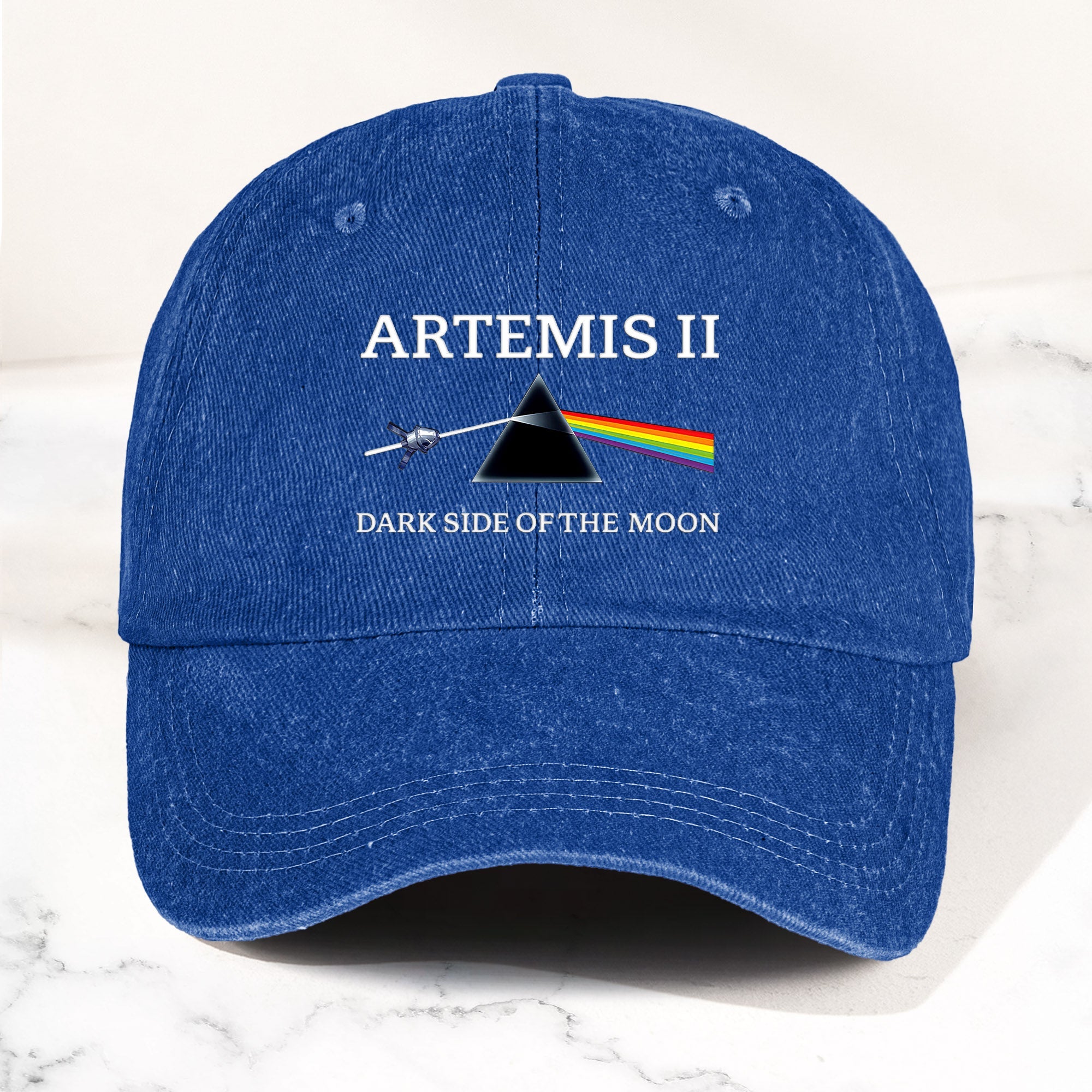 Artemis II Denim Cap Dark Side of the Moon Inspired Space Dad Hat ( With Box)