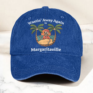 Wastin' Away Again in Margaritaville Denim Cap Retro Jimmy Buffett Inspired Dad Hat (With Box)