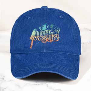 Jimmy Buffett Logo Denim Dad Cap Vintage Washed Tropical Lifestyle Hat