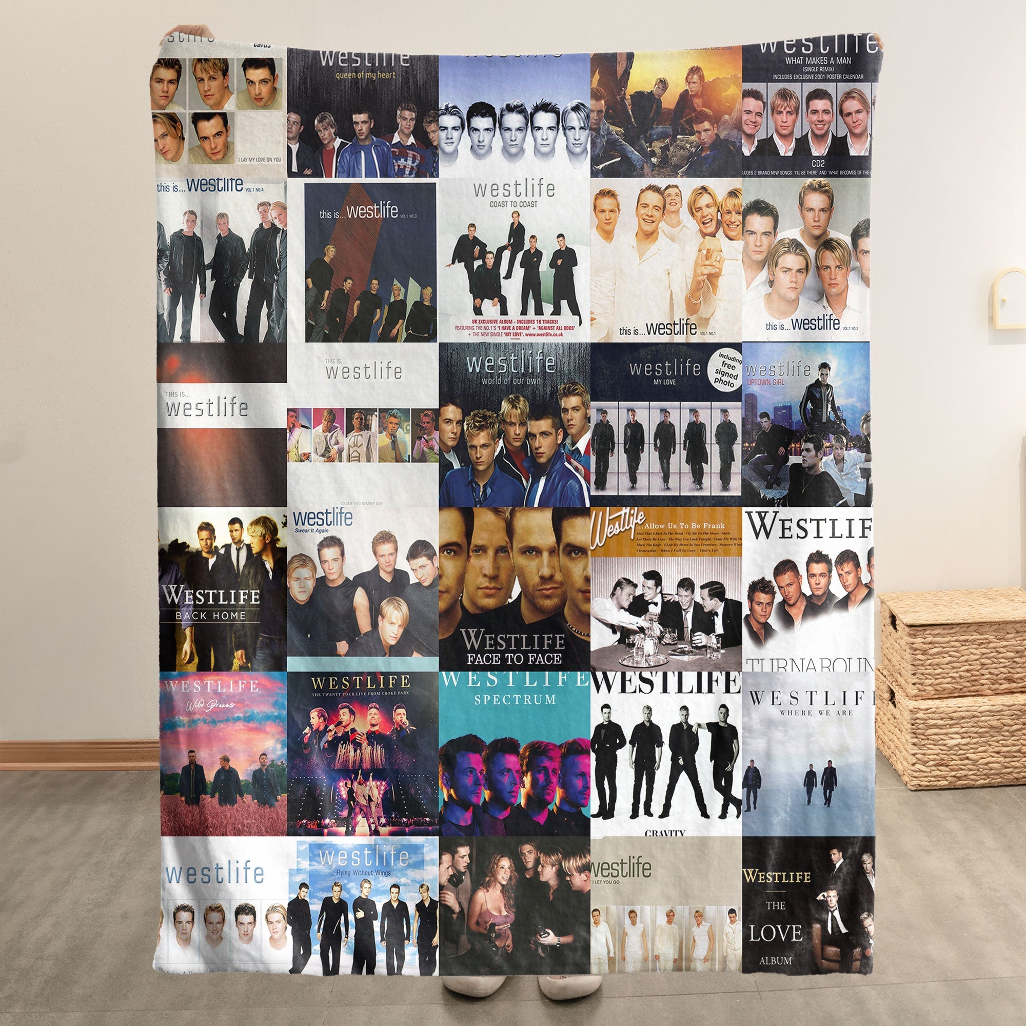 Westlife Sherpa Blanket Iconic Album Cover Collage Cozy Throw for Pop Ballad Lovers