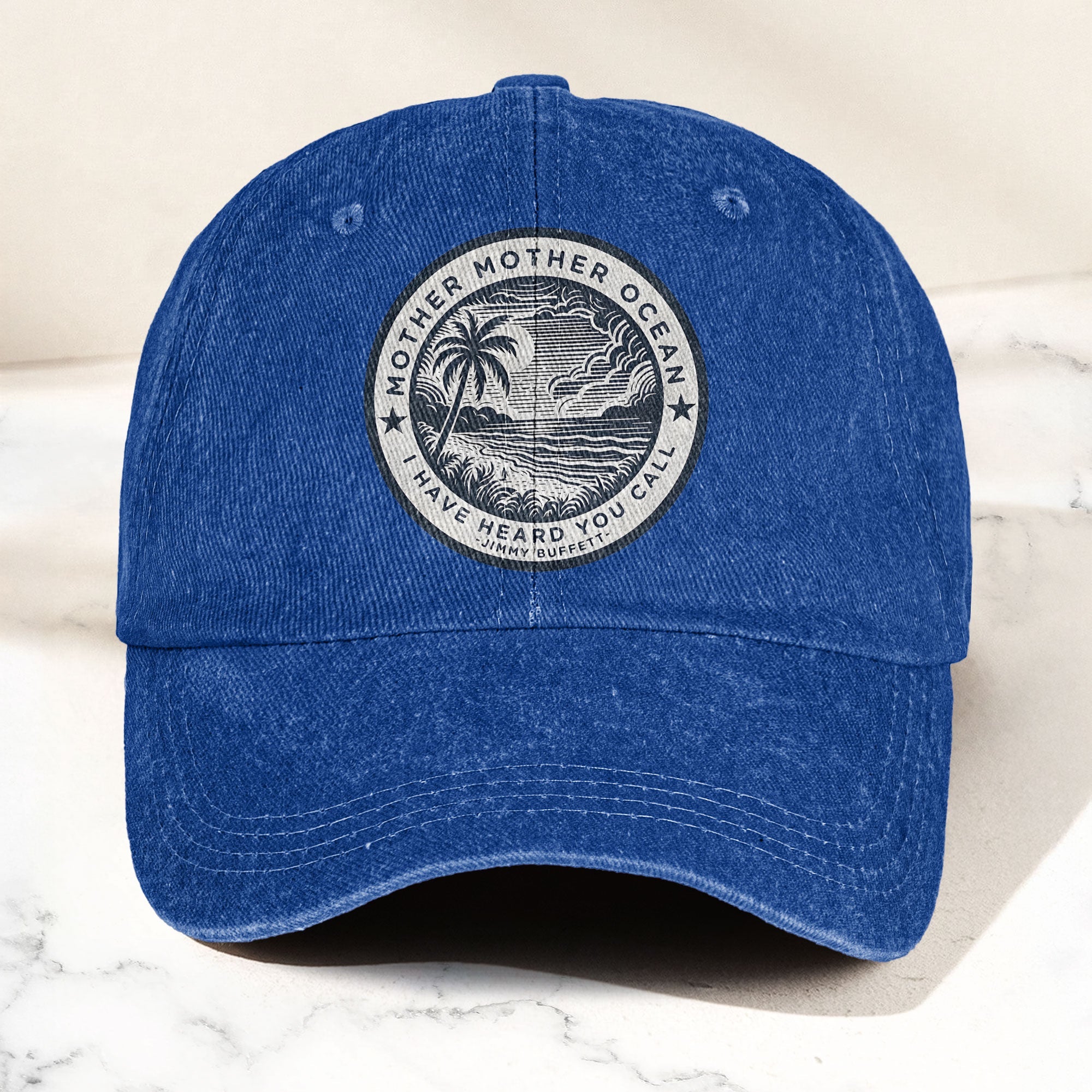 Mother Oceans Denim Cap Retro Jimmy Buffett Inspired Dad Hat (With Box)