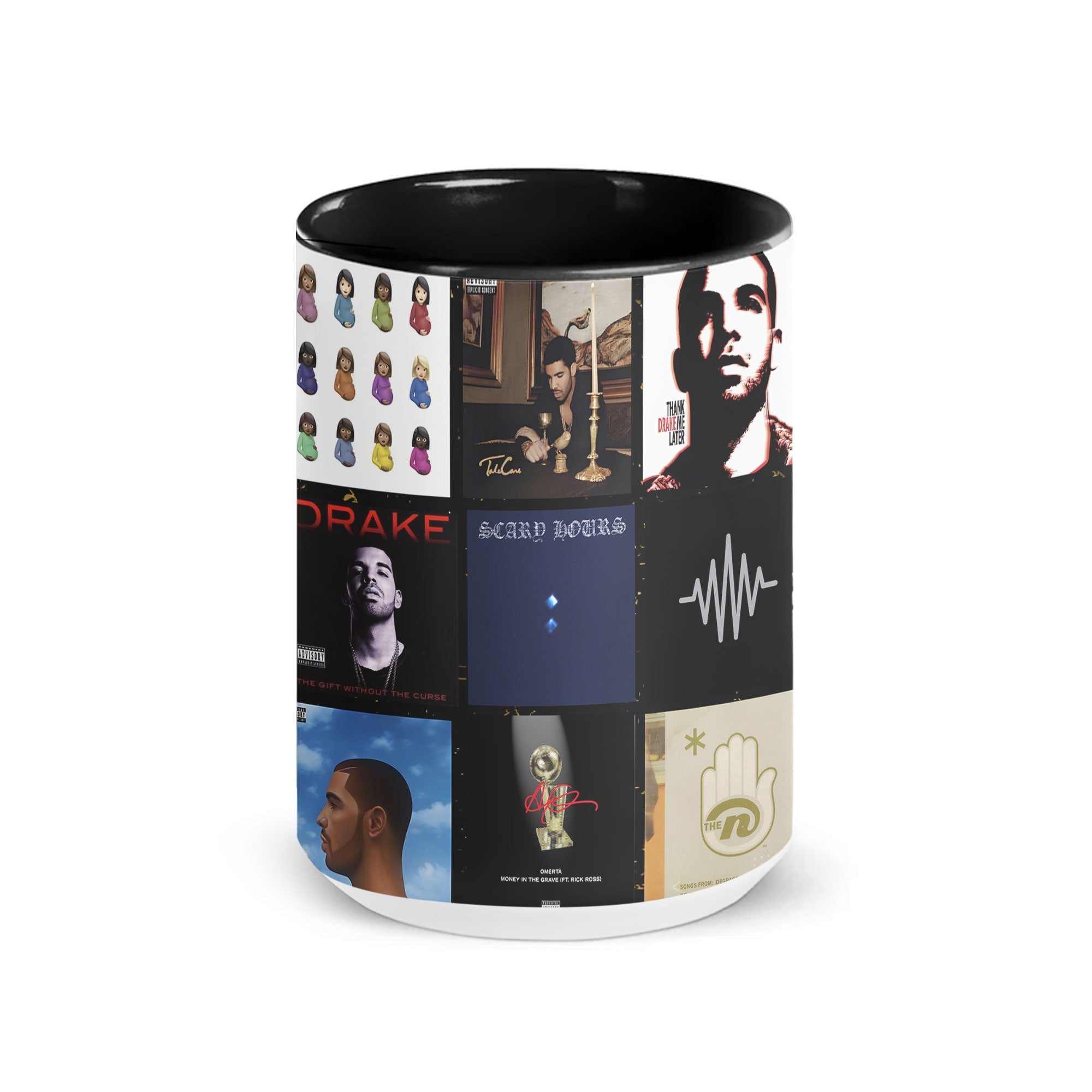 Drake Accent Mug Iconic Album Cover Collage Gift for Hip-Hop & R&B Fans