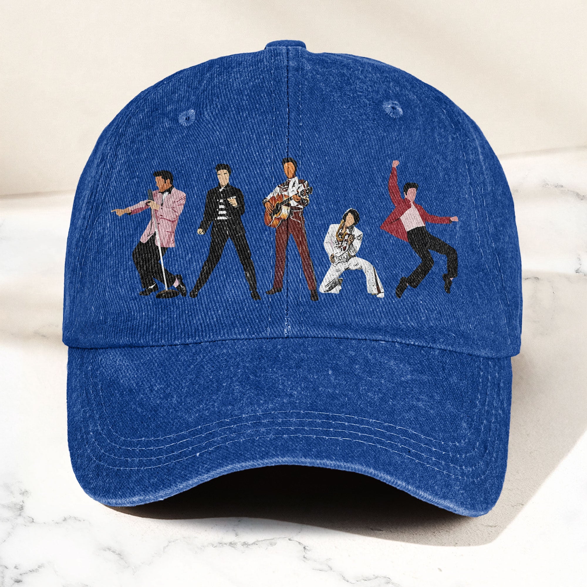 Elvis Presley Denim Cap Iconic Eras Graphic Dad Hat (With Box)
