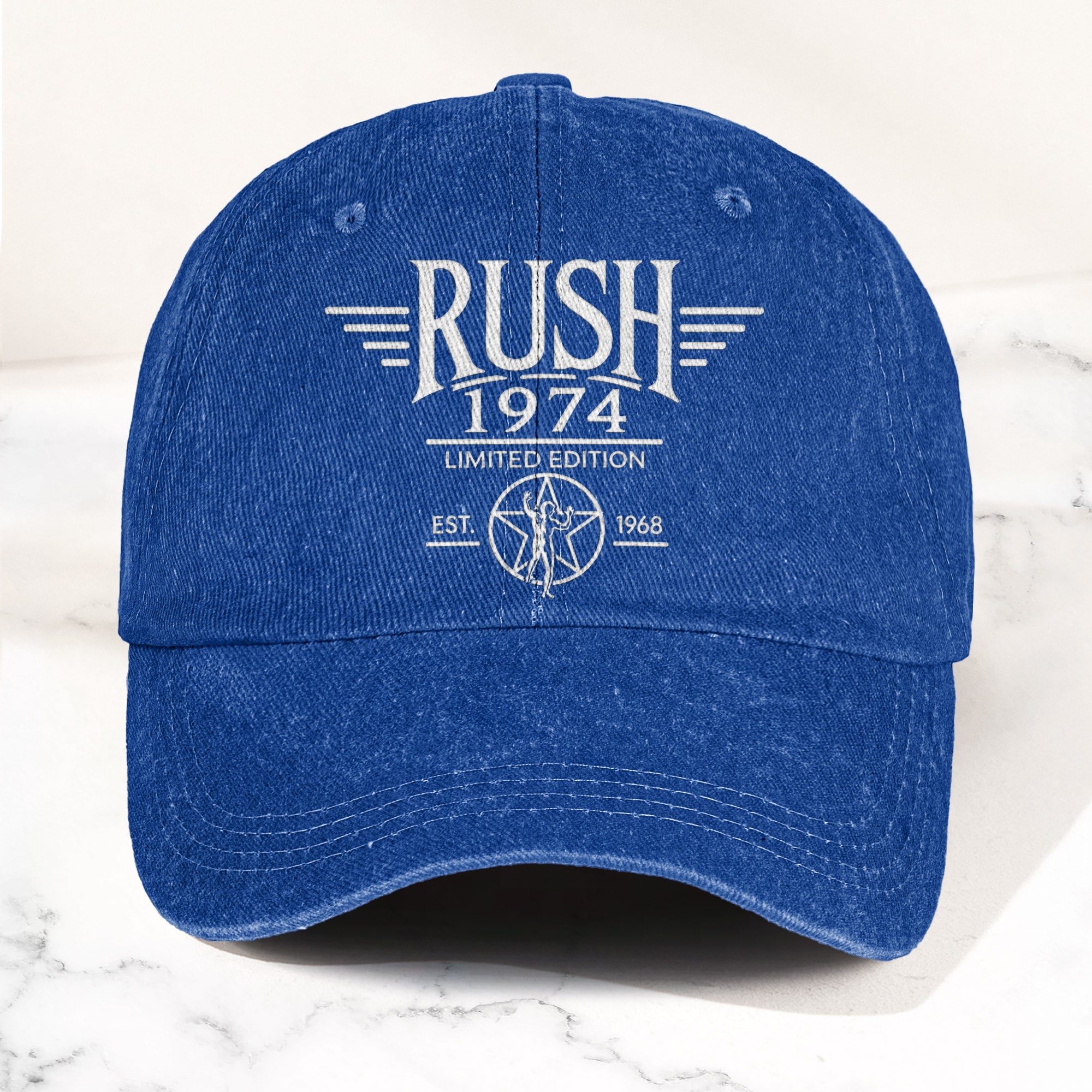 Rush Band Logo 1974 Starman Denim Cap Vintage Dad Cap Gift For Dad (With Box)