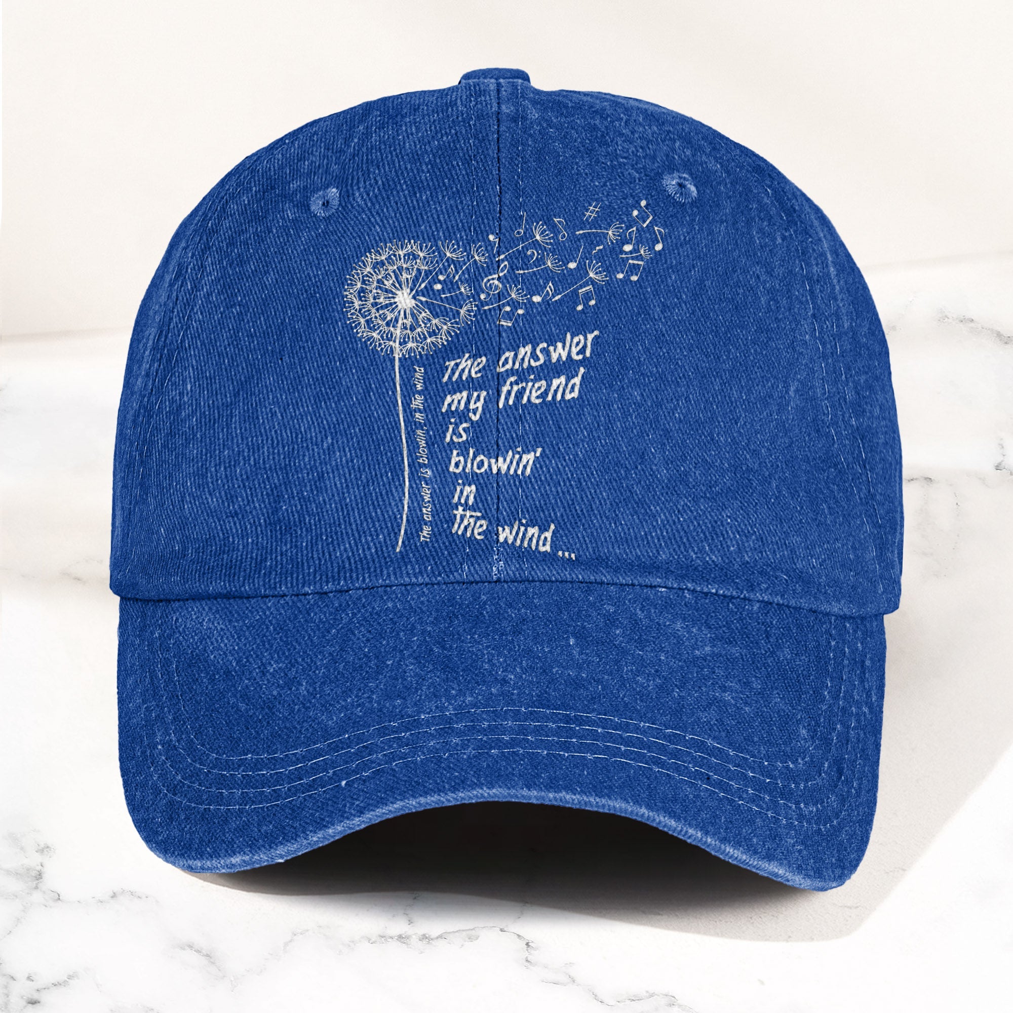 Bob Dylan Blowin In The Wind Dandelion Lyrics Folk Music Merch Denim Cap Retro Vintage Dad Cap Gift For Dad (With Box)