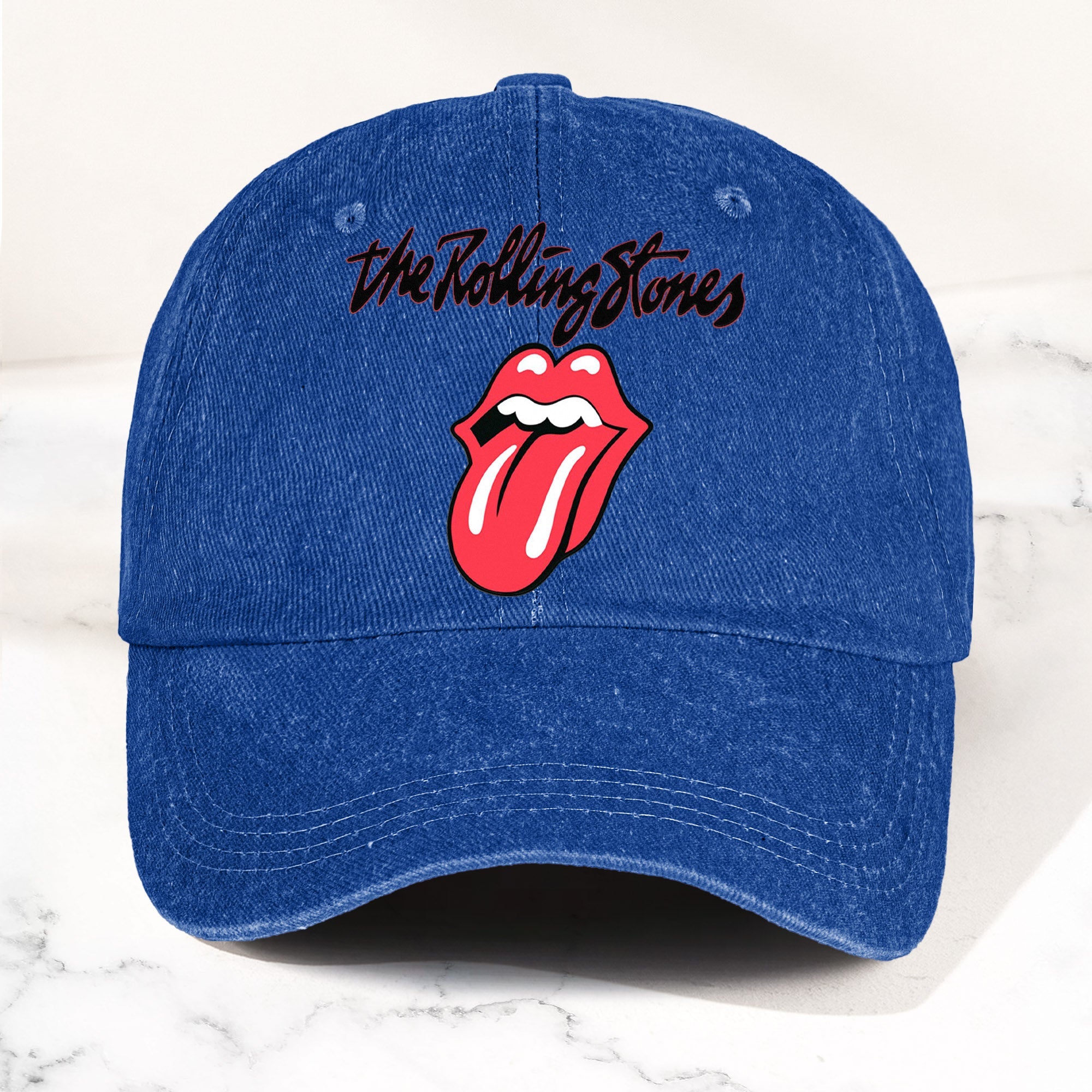 The Rolling Stones Denim Dad Cap Classic Tongue Logo Design ( With BOX)