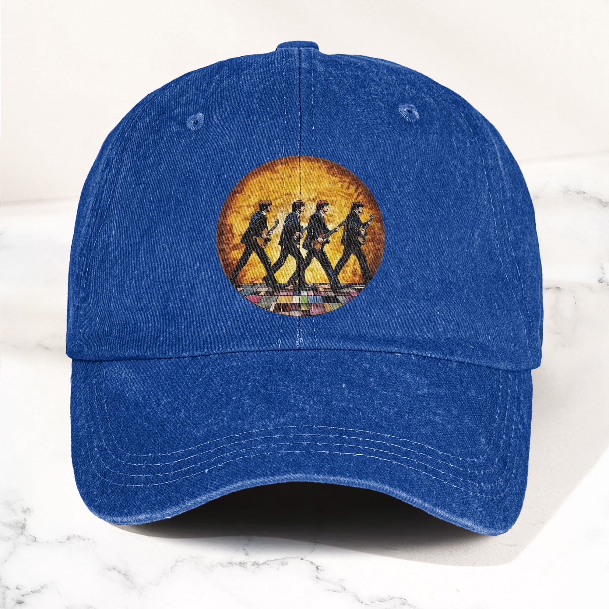 The Beatles Retro Crossing Album Art Sun Catcher Denim Cap Iconic Album Design ( With BOX)