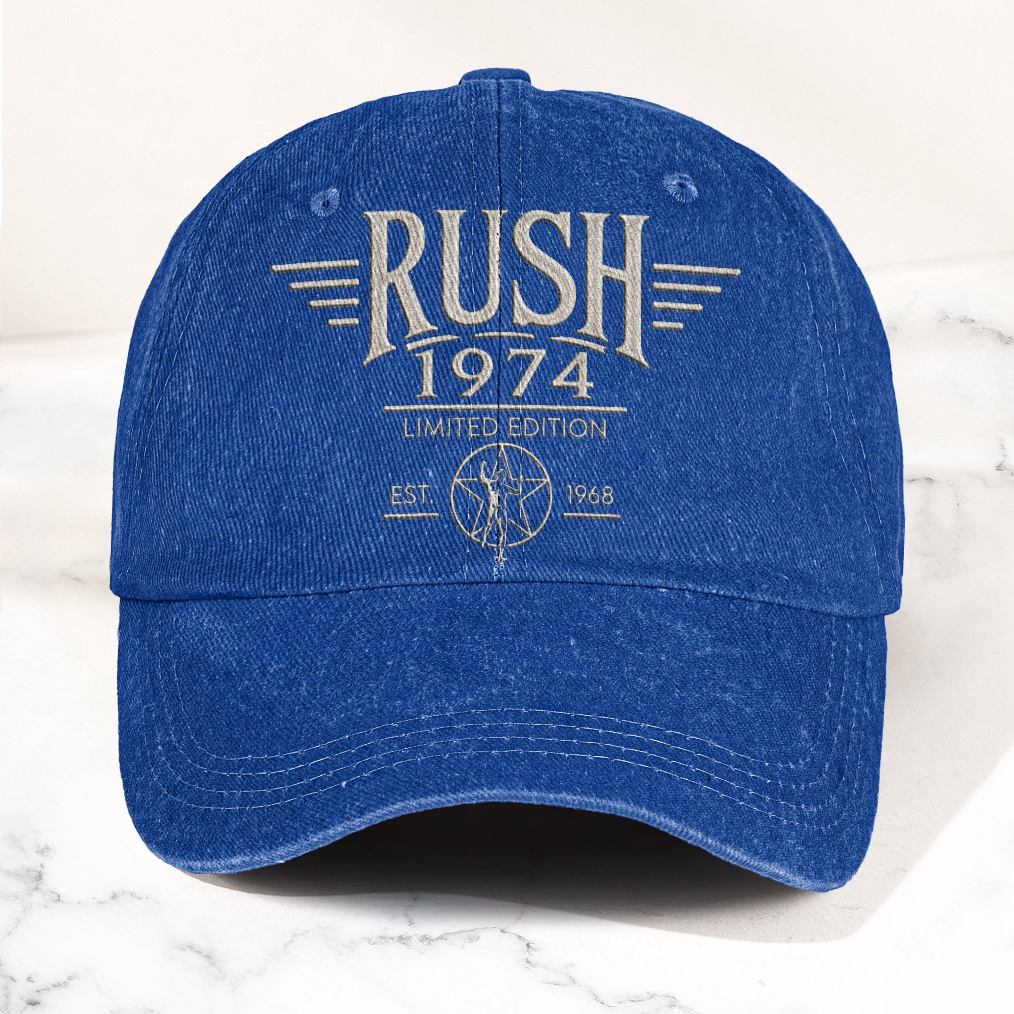 Rush 1974 Starman Logo Denim Cap Vintage Dad Cap Gift For Dad (With Box)