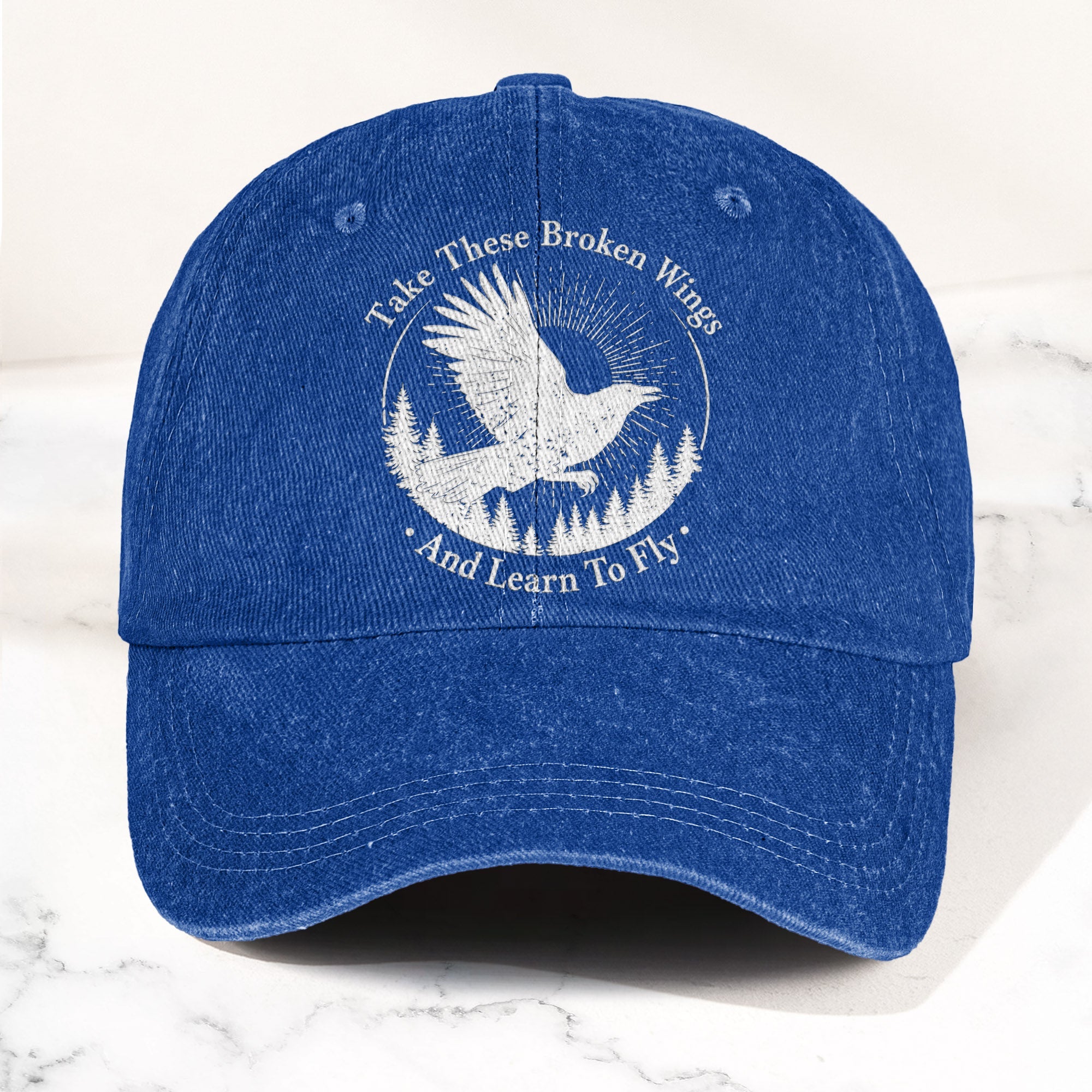 Broken Wings Take These Broken Wings And Learn To Fly Denim Cap Retro Vintage Dad Cap Gift For Dad (With Box)