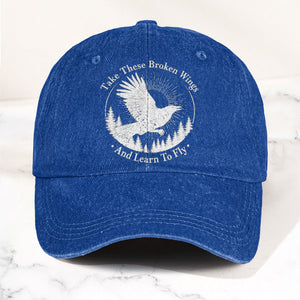 Broken Wings Take These Broken Wings And Learn To Fly Denim Cap Retro Vintage Dad Cap Gift For Dad (With Box)