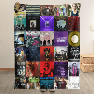 Fall Out Boy Sherpa Blanket Iconic Album Cover Collage Cozy Throw for Pop-Punk Fans
