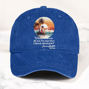 Jimmy Buffett Beach Quote Denim Dad Cap Vintage Washed Tropical Hat