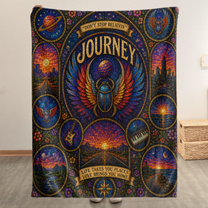 Journey Band Sherpa Blanket Don't Stop Believin' Stained Glass Blanket