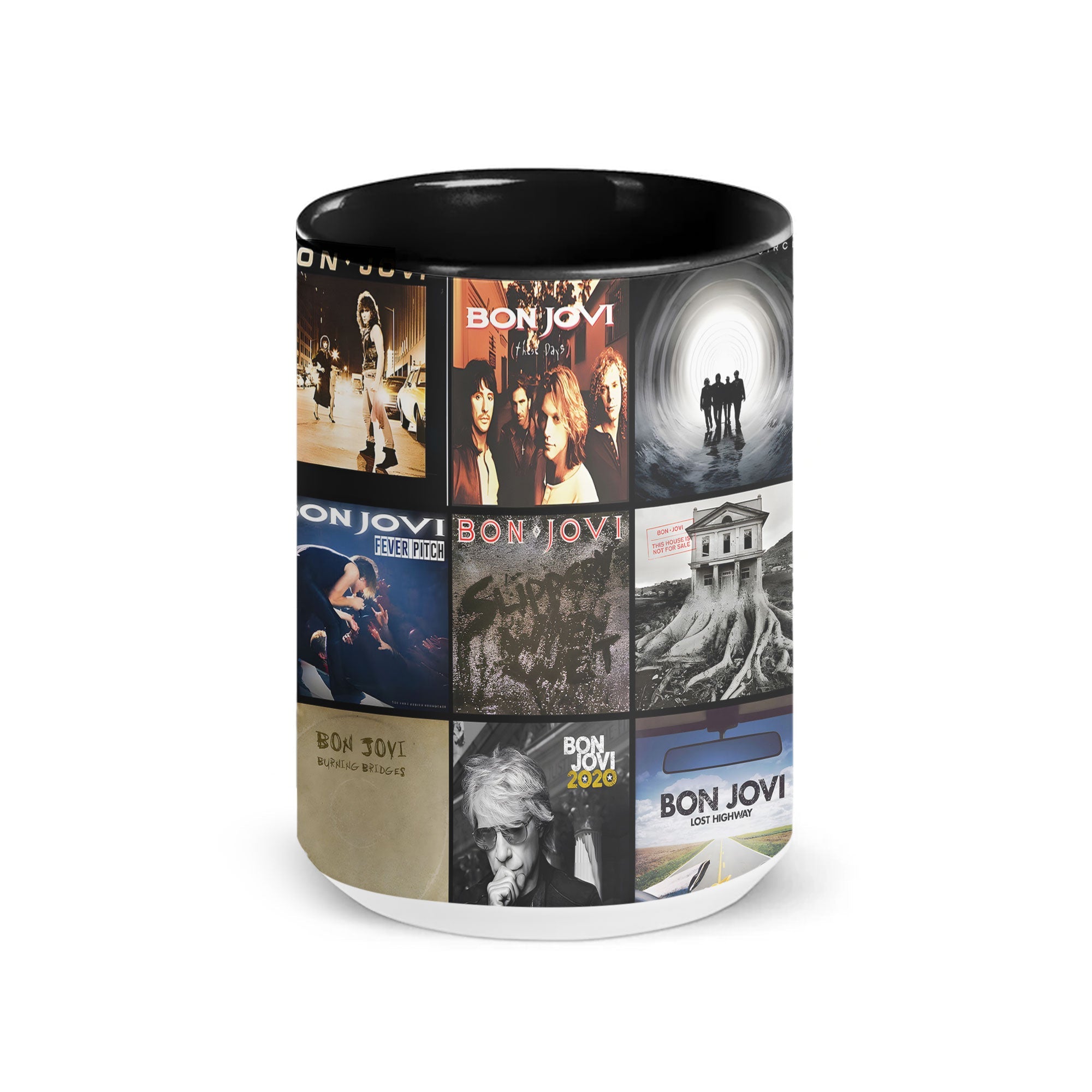 Bon Jovi Accent Mug Rock Classics Album Cover Collage Gift