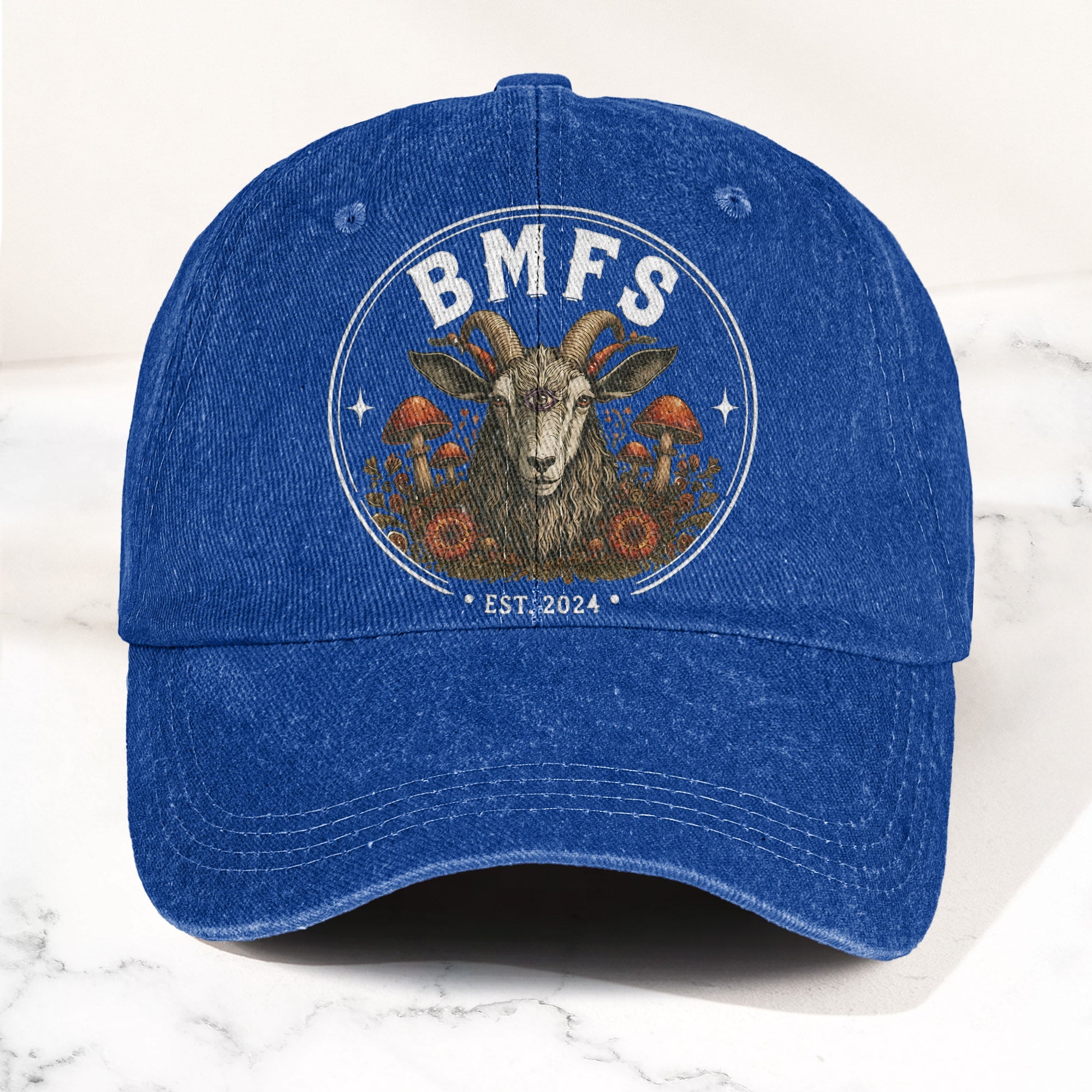 Billy Strings BMFS Goat Three Eyed Goat Mushroom Vintage Graphic Denim Cap Retro Vintage Dad Cap Gift For Dad (With Box)