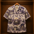 Genesis Hawaiian Shirt - Unisex Vintage Toile De Jouy Lavender Purple Button Up