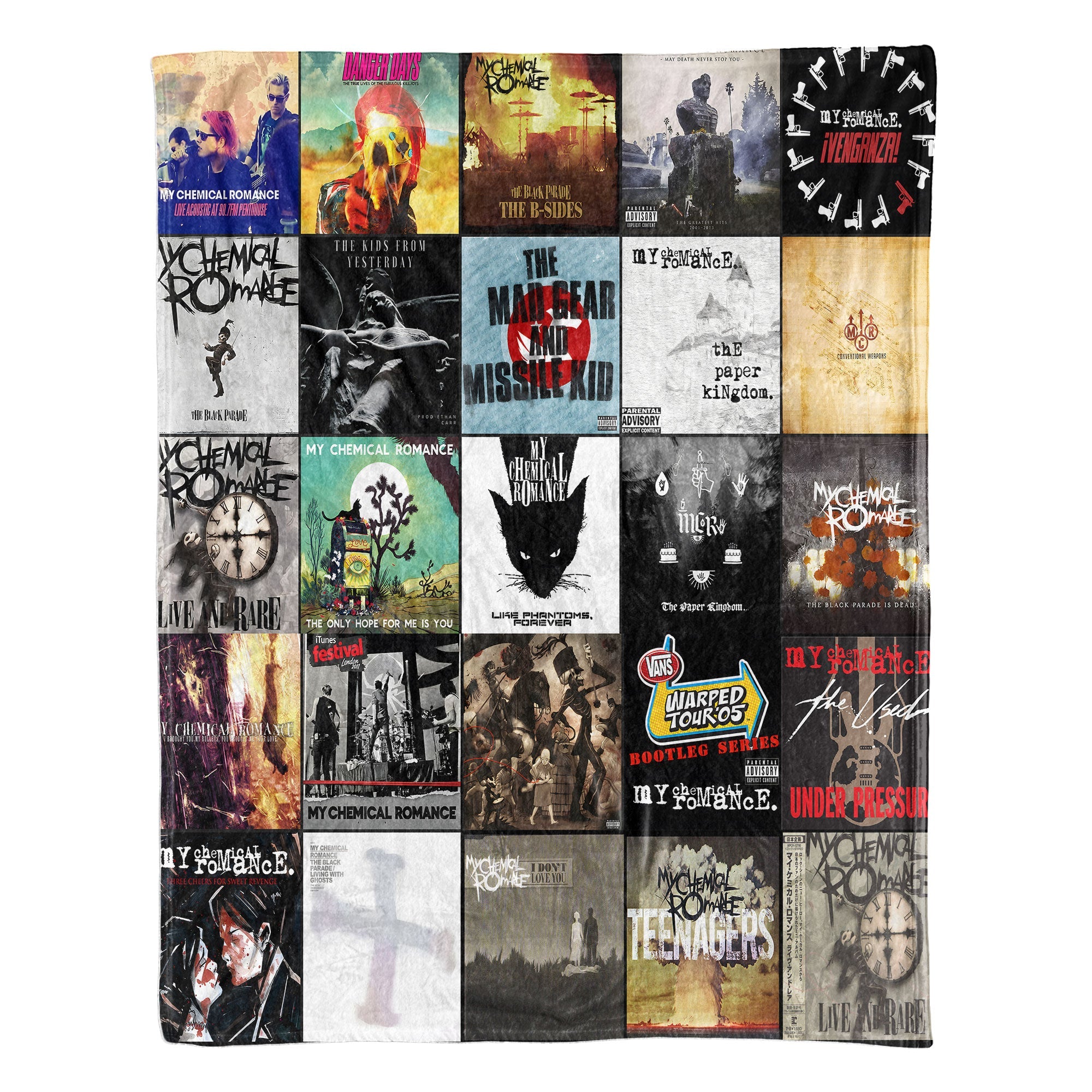 My Chemical Romance Sherpa Blanket Emotional Warmth Wrapped in Iconic MCR Art
