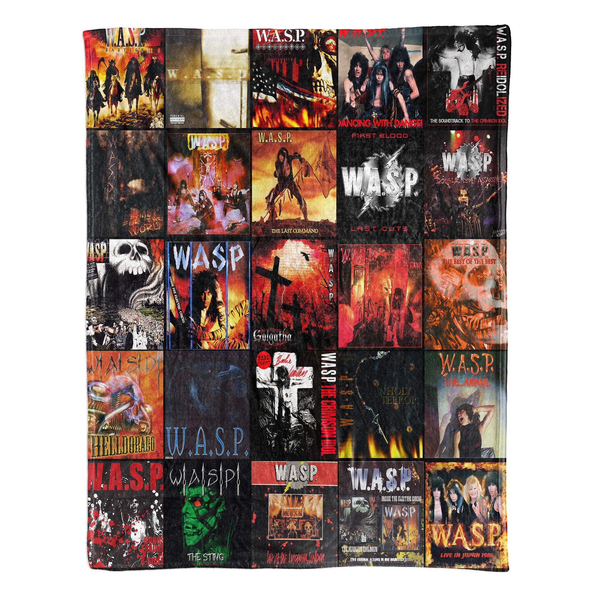 W.A.S.P. Sherpa Blanket A Heavy Metal Legacy Collage for True Shock Rock Fans