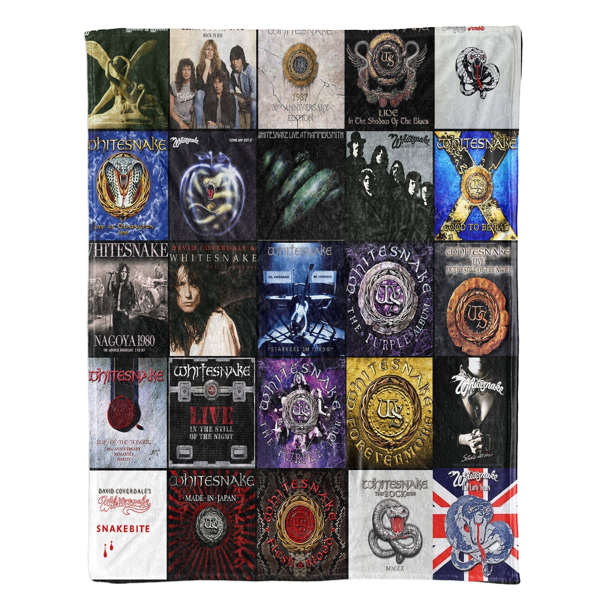 Whitesnake Sherpa Blanket A Legendary Hard Rock Album Collage for True Fans