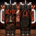 AC/DC 40oz Rhinestone Insulated Tumbler with Handle Rock Band Stainless Steel Travel Mug with Straw and Lid